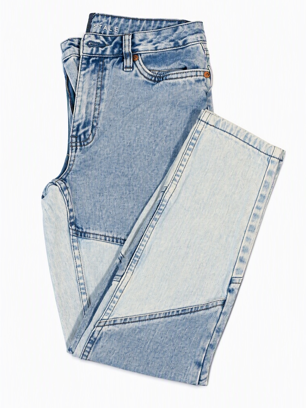 Staple Women's Two-Tone Light and Medium Blue Straight Jeans
